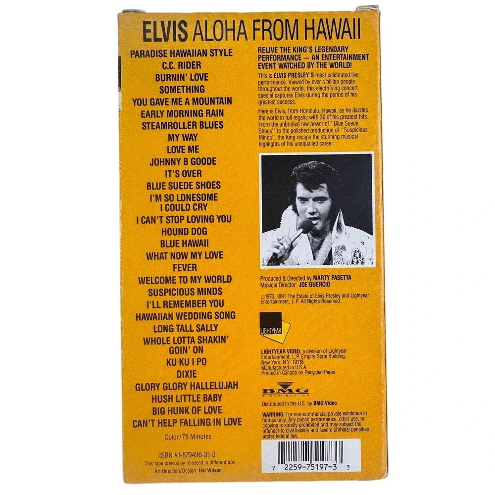 Elvis Aloha From Hawaii VHS 30 of Elvis Greatest Hits Concert